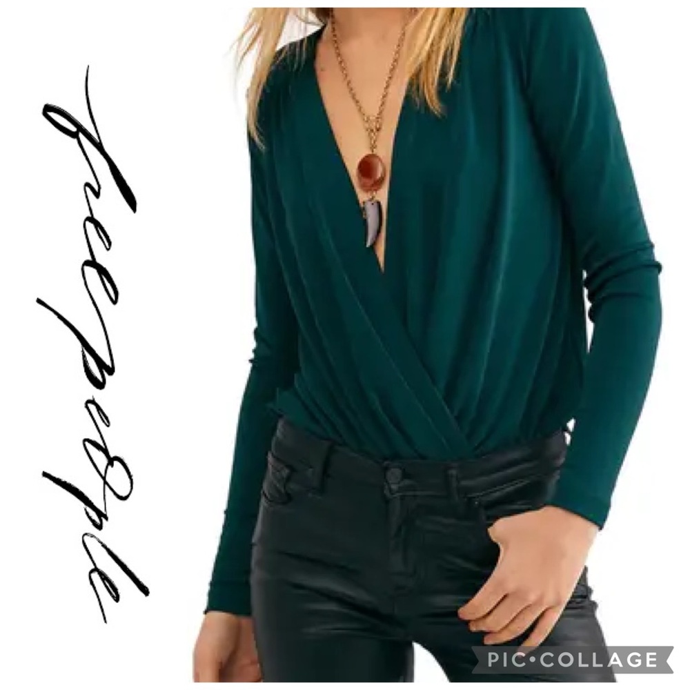 Free People Turnt Crossover Bodysuit in Pine Sz Small